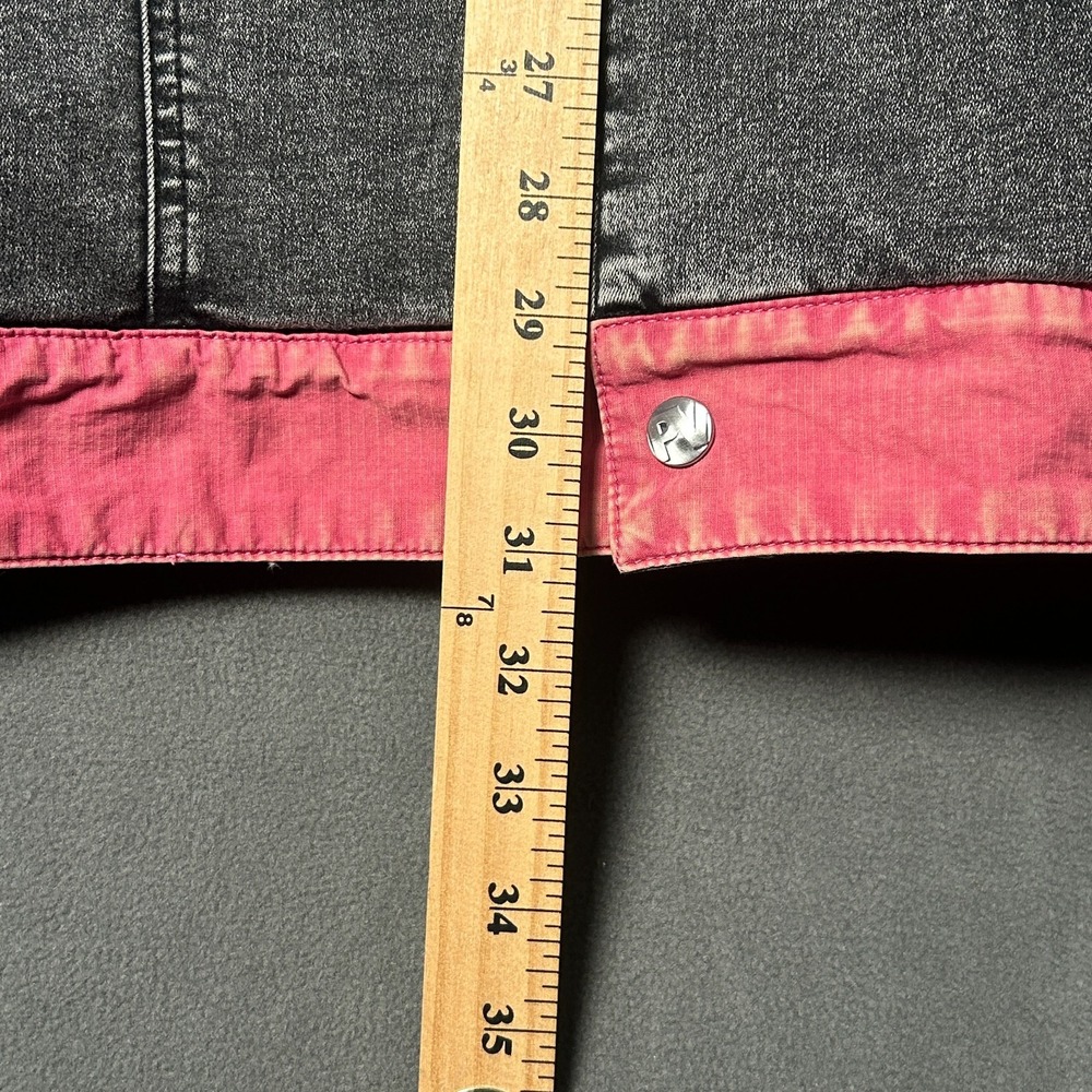 Pit Viper Reversible Denim Trucker Jacket Mens 2XL Black Red Acid Wash Button - Picture 5 of 8